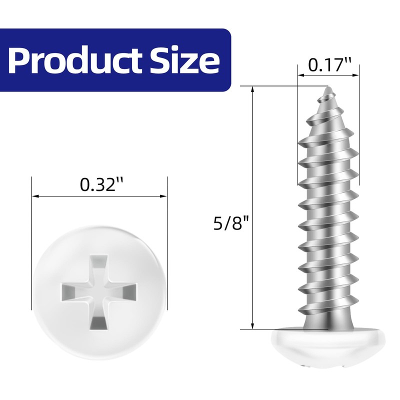 Etauwe 100 PCS #8 x 5/8" Pan Head Self Tapping