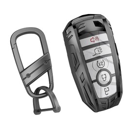 Ocezbiis For Ford Key Fob Cover,Keychain,Zinc Alloy Protection Car Key Case For Expedition Explorer Fusion Escape Edge F150 250 350 450 550 Smart Remote Keyshell Accessories(For Ford Style A Grey)