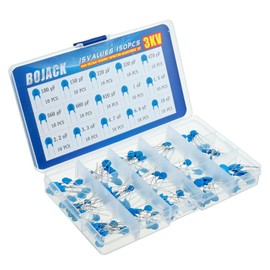 BOJACK 15 Values 150 Pcs 3KV / 100pF to 10nF High Voltage DIP Ceramic Capacitor Assortment Kit