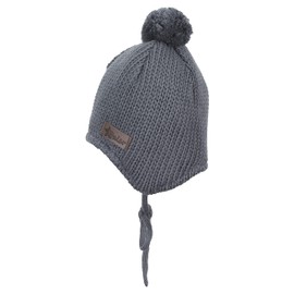 Sterntaler Unisex Children's Knitted Hat Baby Bobble Hat Knitted with Ear Flaps, smoke Grey