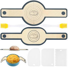 XSHAO® 2 Stk Silikon Backmatte für Dutch Oven, Wiederverwendbare Brotschlinge mit 3 Teigschaber und 2 Backpinsel Brotbackmatte für Brottopf/Teig/Backofen