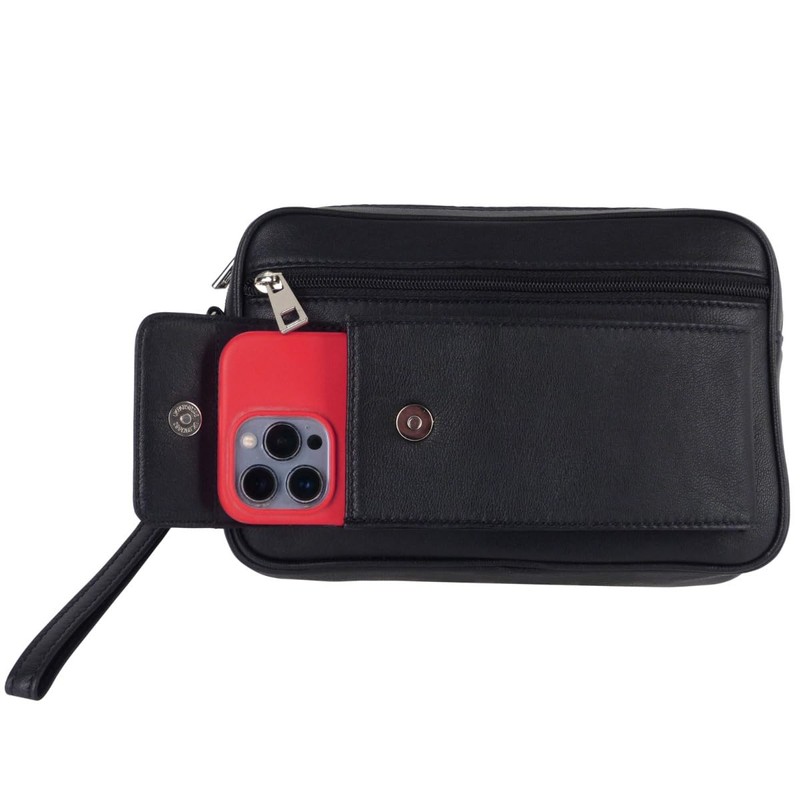 Oakridge Leather Mens Wrist or Waist Bag Organiser Travel -