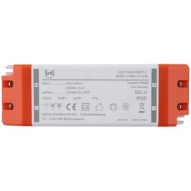 SeKi 12V DC 30W 2.5A Constant Voltage LED Driver TRIAC Dimmable, Transformer, Switching Power Supply; No Minimum Load, No Noise/LED Flicker, MM Approval