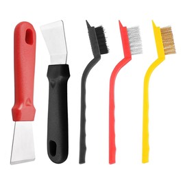 DLPRK 5 Piece Wire Brush Set, Stainless Steel Brass and Nylon Bristles, Small Wire Brushes for Cleaning Welding Slag, Dirt and Rust (Mini)