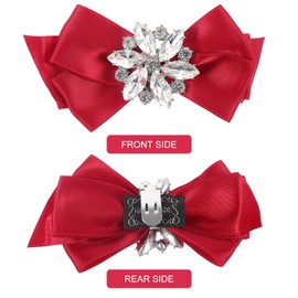 Holibanna 2pcs Crystal Bow Shoe Clips Womens High Heel Shoe Buckle Wedding Bridal Shoe Bow Detachable Boots Clips Shoe Charm Flower for DIY Craft Hat Decor (Red)