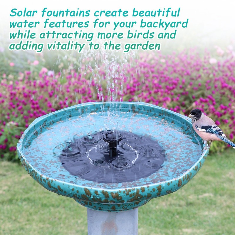 Solar Fountain Ceramic Bird Bath,Bird Bath for Ourside,Outdoor Fountain Bird