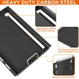 6787 Full Size Griddle with Handles for Weber Spirit I & II 300 Series, Flat Top Grill Insert Replacement for Weber GS4 Spirit 2 Grill Parts E310 E320 S310 S320, Non-stick Carbon Steel, Black