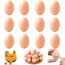 12 PCS Fake Eggs, Fake Chicken Egg Toy, Giant Plastic Egg, Bouncy Egg, Dummy Eggs, for Crafts Arts Imitation Dummy Eggs, Helps Encourage Laying or Prevent Eating Eggs, Craft and Home Decoration