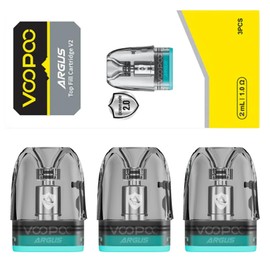 The Juice Fellas Voopoo Argus V2 Pods (1.0Ohm) Argus Top Fill Cartridge Compatible with Argus Pod Series 2ml Pack of 3 10W - 14W Top-Fill Design Leak Proof Magnetic Connection - No Nicotine - 1.0ohms