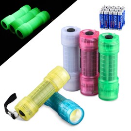 KunHe 5 Pack Glow in Dark Flashlight Fluorescent Small Mini LED Flashlights COB Flashlights for Kids Portable Handy Flashlight for Party Favor Hiking Camping in 5 Colors