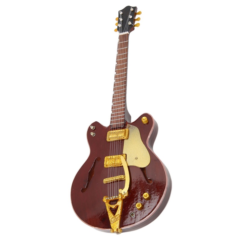Red and Gold Miniature Electric Guitar Replica with Stand and