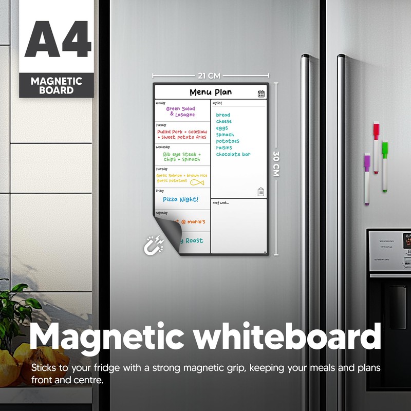 Smart Panda A4 Magnetic Whiteboard Fridge Calendar - Meal Planner