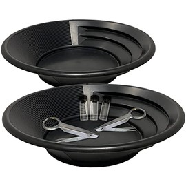 Sluice Fox Two Gold Panning Kits - 2 Black Gold Pans 2 Magnifying Tweezers 3 Glass Vials