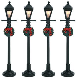 Lemax Gas Lantern Street Lamp, Set of 4, Battery Operated (4.5V) #64498