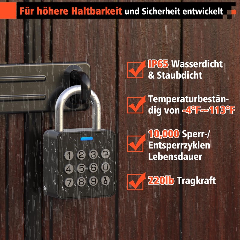 Anweller Fingerprint Lock Padlock Fingerprint with App, Lock with Fingerprint