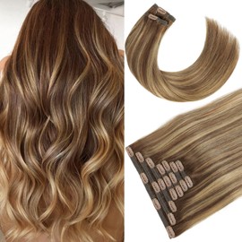 PINK SEVEN Clip in Hair Extensions Real Human Hair,20 Inch 120g 7pcs Remy Hair Extensions Clip ins for Women,Natural Human Hair Clip in Extensions