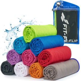 Fit-Flip Cooling Towel, Airflip Towel, The Cooling Sports Towel, Microfibre Cooling Towel, Ice Towel for Fitness and Sports (Black/Neon Green Edge, 100 x 30 cm)