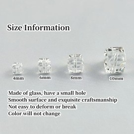 Honkoolly 50pcs 10mm Crystal Glass Cube Beads Square Glass Beads Crystal Spacer Beads for Bracelets Necklace Earring DIY Jewelry Making Craft(Transparent)