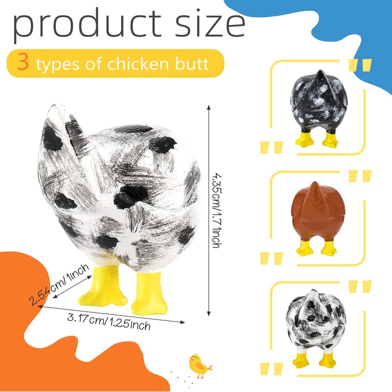 Bonuci 3 Pcs Chicken Butt Magnet Fun Refrigerator Magnets Farm
