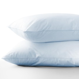 Ashton Sheets 100% Egyptian Cotton Pillow Cases Standard/Queen Size Set of 2 - Luxury 1200 Thread Count Sateen Light Blue Pillow Cases, Soft Cooling Pillowcases Fits Standard & Queen Size Pillows