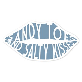 Die Cut Sticker Sandy Toes and Salty Kisses, Simply Said, Blue, Contour Vinyl Sticker 3 to 6 inches, (Waterproof Decal for Cars, Water Bottles, Laptops, Coolers), Large