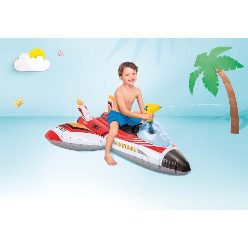 Intex 57536NP Inflatable Aeroplane with Water Gun Plane Ride-On (Red)