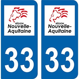 SAFIRMES 2 x Car Number Plate Stickers 33 New Aquitaine - Logotype