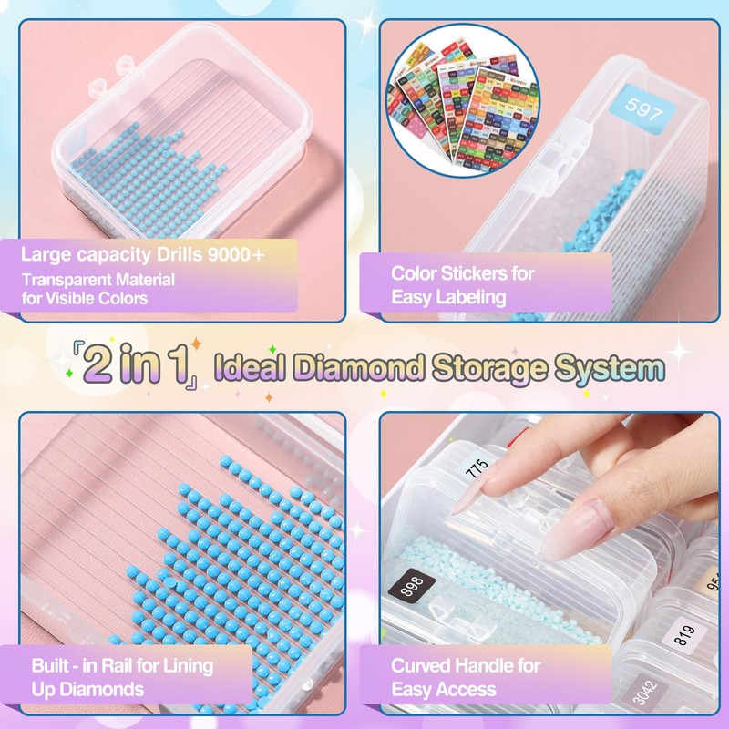 Glotrove Diamond Art Storage Containers Trays, 60 Pcs