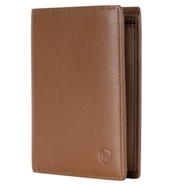 VON HEESEN® Wallets Men & Women, cognac brown, With XL coin compartment