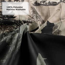 Rustic Bear Shower Curtain Set, Forest Woodland Hunting Animal Cabin Bath Curtains, Farmhouse Lodge Wooden Board Bathroom Decor Polyester 47" x 64"