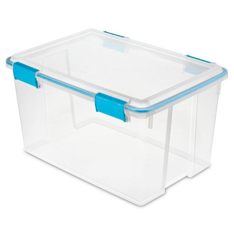 Sterilite 54 Quart Gasket Box in Clear with Blue Latches,