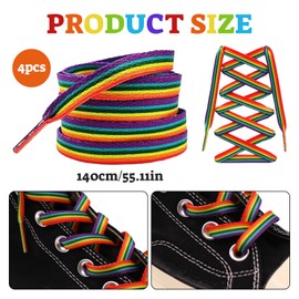 2 Pairs of Colourful Laces, Rainbow Laces, Glitter for Children, Rainbow Laces, Elastic Shoe Laces, Accessories, Round Shoe Laces, Work Shoes (140 cm), multicoloured