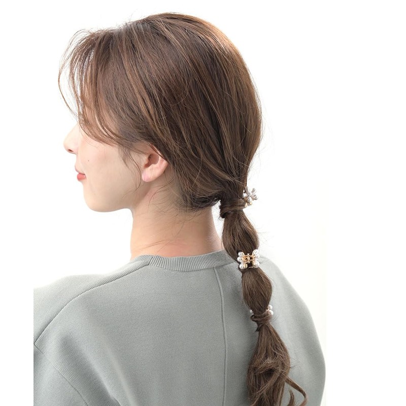 VingTAINE H7665 Hair Clip, Flower, Pearl, Hair Claw, Mini, Small,