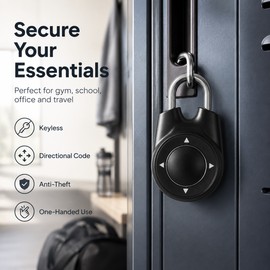 Directional Combination Padlock for Lockers – Resettable Keyless Metal Lock for Gym, School, Cabinet & Storage Security
