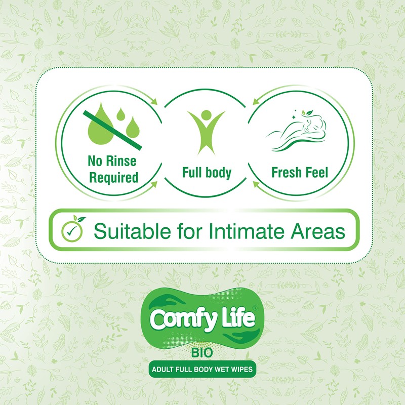 Comfy Life Biodegradable Adult Full Body Wet Wipes Large Luxury