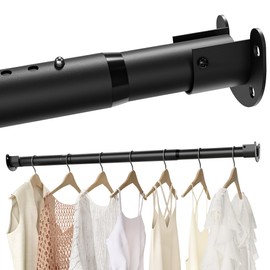Adjustable Closet Rod, 16 to 86 Inche Closet Rods for Hanging Clothes, Heavy Duty 1.3 Inch Closet Hanging Rod for Closet Wardrobes Laundry RVs