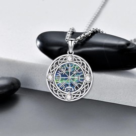 ViKing Necklace 925 Sterling Silver Vegvisir Pendant Compass Necklace Nordic Viking Chain Nordic Viking Jewellery for Men Women, Sterling Silver, No Gemstone