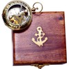 Shiny brass Handmade Push Open Sundial Compass With Rose Wood
