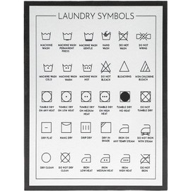 Juvale Framed Laundry Symbols Wall Art Canvas, Laundry Room Decor Sign (12 x 16 In)