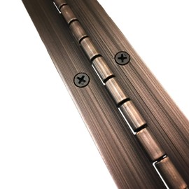 1-1/2" x 48" Continuous Piano Hinge - Heavy Duty .060" Leaf Thickness - Antique Bronze - Matching Screws Included