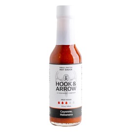 Cayenne, Habanero Hot Sauce by Hook & Arrow - Fresh Garlic, Medium/Hot Spice, Gluten-Free, Paleo, Vegan, Low Sugar, Low Carb Hot Sauce - 5 fl oz