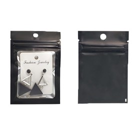 50 bolsas Yuu-Goo resellables con Agujero para Colgar, Aluminio por Ambos Lados, Bolsa de Aluminio a Prueba de Olores (10x15, Negro)