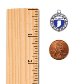 Inspired Silver - Indiana Outline - Silver Dangle Earrings for Women - Circle Charm Earrings French Hook Drop with Cubic Zirconia - Women's Dangly Earrings Jewelry Gift