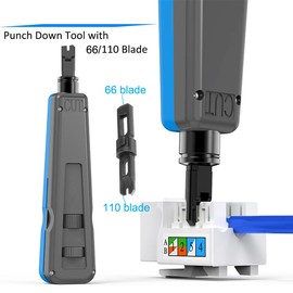 Greluma 1 piece punch down tool with 110/66 blades, 110 Ethernet keystone punch tool