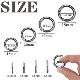 Pack of 40 Bag Clasps for Crochet Bags, Carabiner Hooks, Gold, Very Small, Round Carabiner Hook, Black, Round Gold, Small Wire Rings, Carabiner Hooks, Small Gold, Bag Rings (Black)