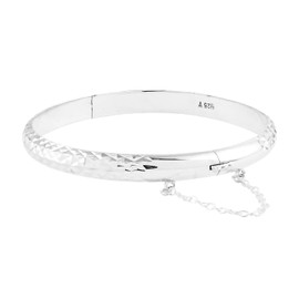 Shop LC 925 Sterling Silver Bracelets For Women Checkered Diamond Cut Bangles Cuff Jewelry Cute Gifts for Women 7" Valentines Day Gifts