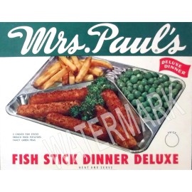 MRS PAUL'S fish stick TV dinner 1950s High Quality Metal Fridge Magnet 3x4 7698