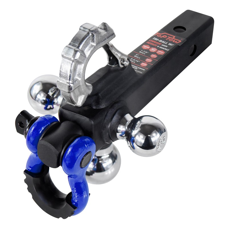 TOPTOW Trailer Hitch with Blue Recovery Shackle Ball Hitch Mount