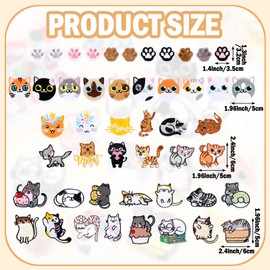 Wavyknot 48 Pcs Cat Iron on Patches for Clothing Cartoon Animal Cute Embroidered Applique Patches for Ripped Jeans Hats Jackets Sweater Clothes Backpack
