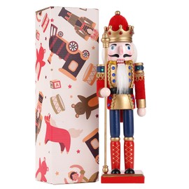 COMBIUBIU 30 cm Nutcracker Figures Wooden Nutcracker Soldiers, Traditional Christmas Nutcracker Figures Decoration Made of Pine Wood for Home Christmas Decoration Christmas Decoration (Red)